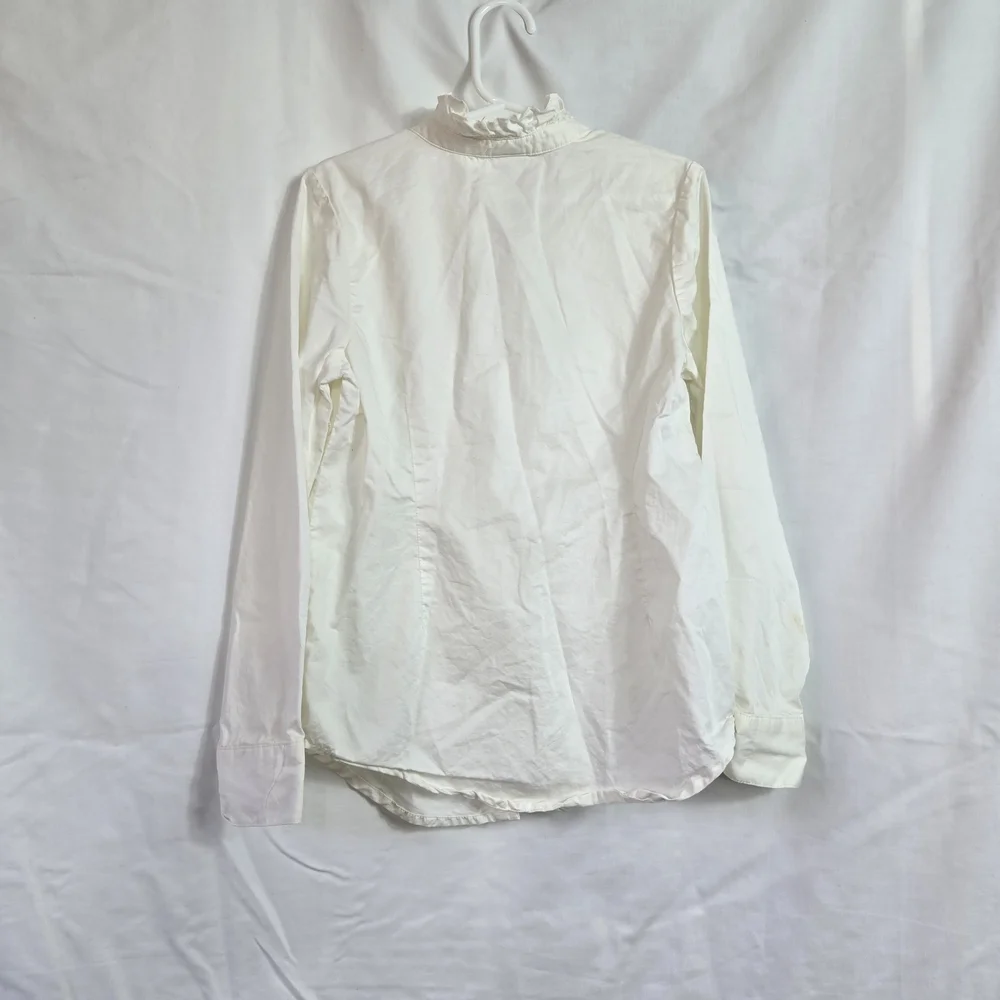 Gymboree 2008 Girls Ivory Ruffled Long Sleeve Poplin Preppy Button-Up Shirt‎ 8